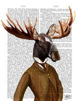 Moose In Suit Portrait Framed Print