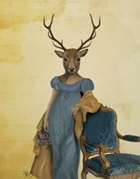 Deer In Blue Dress Framed Print