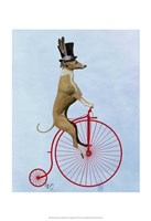 Greyhound on Red Penny Farthing Framed Print