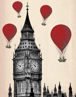 Big Ben and Red Hot Air Balloons Framed Print