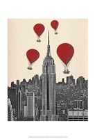 Empire State Building and Red Hot Air Balloons Framed Print