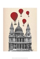 St Pauls Cathedral and Red Hot Air Balloons Framed Print