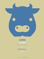 Blue Cow Multilingual Framed Print