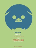 Blue Piggy Multilingual Framed Print