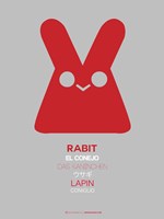 Red Rabbit Multilingual Framed Print