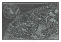Map of Paris Grid I Framed Print