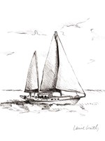 Coastal Boat Sketch II Framed Print