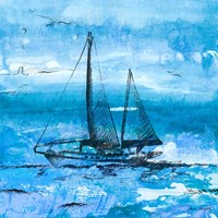 Coastal Boats in Watercolor II Framed Print