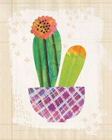 Collage Cactus II on Graph Paper Framed Print