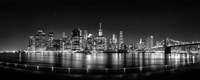 Illuminated  Manhattan Skyline, New York City Framed Print