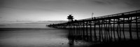 Silhouette of a pier, San Clemente Pier, Los Angeles County, California BW Framed Print