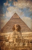 Vintage Great Sphinx of Giza, Pyramids, Egypt, Africa Framed Print
