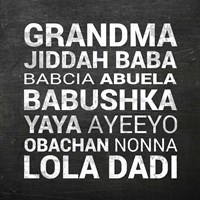 Grandma Various languages - Chalkboard Framed Print