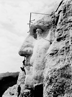 Construction of George Washington's face on Mount Rushmore, 1932 Framed Print