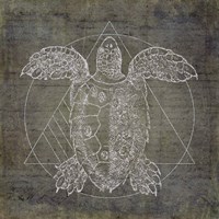 Turtle Geometric Silver Framed Print
