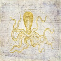 Octopus Geometric Gold Framed Print