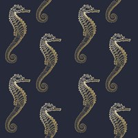 Gold Seahorse Pattern Framed Print