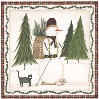 Cross Country Snowman Framed Print
