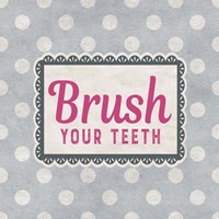 Brush Your Teeth Gray Pattern Framed Print