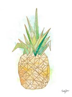 Watercolor Origami Pineapple Framed Print