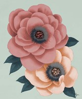 Pink Flowers on Mint I Framed Print
