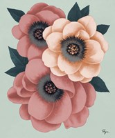Pink Flowers on Mint II Framed Print