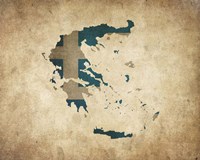 Map with Flag Overlay Greece Framed Print
