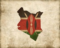 Map with Flag Overlay Kenya Framed Print