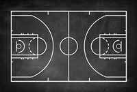 Basketball Court Chalkboard Background Framed Print