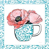 Floral Teacup II Vine Border Framed Print