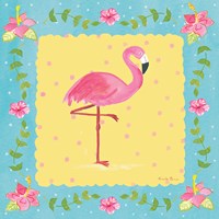 Flamingo Dance I Sq Border Framed Print