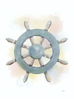 Watercolor Ship's Wheel Framed Print