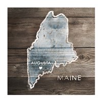 Maine Rustic Map Framed Print