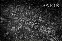 Map Paris Black Framed Print