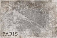 Map Paris White Framed Print