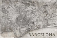 Map Barcelona Beige Framed Print