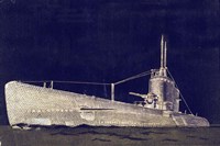 Blueprint Submarine II Framed Print