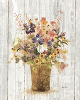 Wild Flowers in Vase II on Barn Board Framed Print
