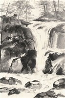 Sumi Waterfall IV Framed Print