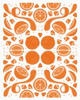 Retro Orange Otomi Monotone Framed Print