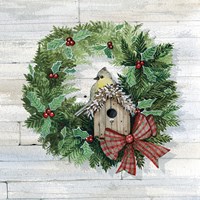 Holiday Wreath III on Wood Framed Print