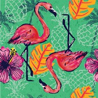 Tropical Flamingo Pattern Framed Print