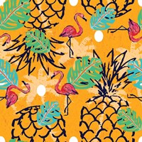 Tropical Pineapple Pattern Framed Print