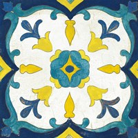 Andalucia Tiles A Blue and Yellow Framed Print