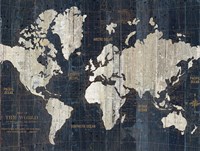 Old World Map Blue Crop Framed Print