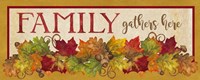 Fall Harvest Family Gathers Here sign Framed Print