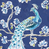Peacock Allegory IV Blue Framed Print