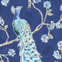Peacock Allegory III Blue Framed Print