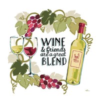 Wine and Friends V on White Framed Print