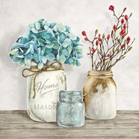 Floral Composition with Mason Jars I Framed Print